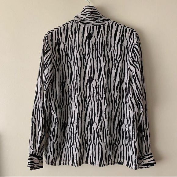 Zebra Print Tie Neck Blouse - Picture 5 of 7